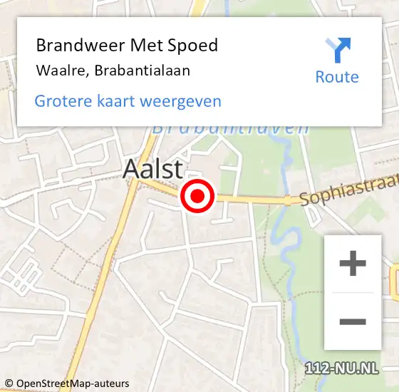 Locatie op kaart van de 112 melding: Brandweer Met Spoed Naar Waalre, Brabantialaan op 20 augustus 2019 10:28