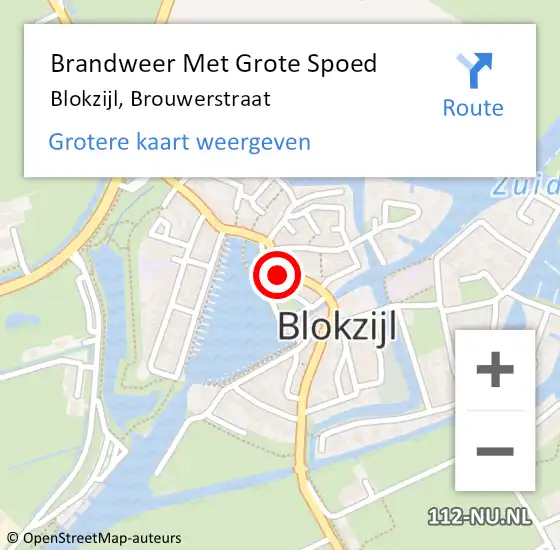 Locatie op kaart van de 112 melding: Brandweer Met Grote Spoed Naar Blokzijl, Brouwerstraat op 28 september 2013 11:00