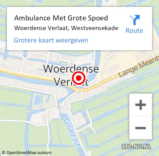 Locatie op kaart van de 112 melding: Ambulance Met Grote Spoed Naar Woerdense Verlaat, Westveensekade op 11 april 2014 08:14