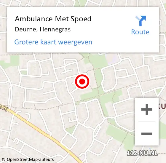 Locatie op kaart van de 112 melding: Ambulance Met Spoed Naar Deurne, Hennegras op 20 augustus 2019 10:49