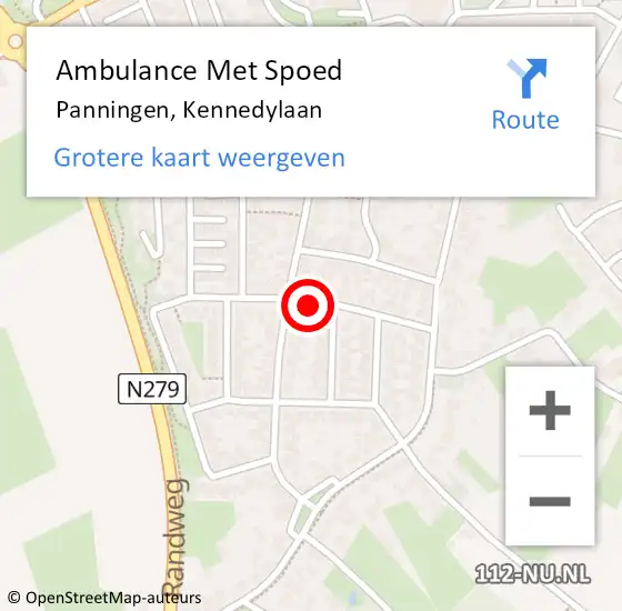 Locatie op kaart van de 112 melding: Ambulance Met Spoed Naar Panningen, Kennedylaan op 20 augustus 2019 11:15