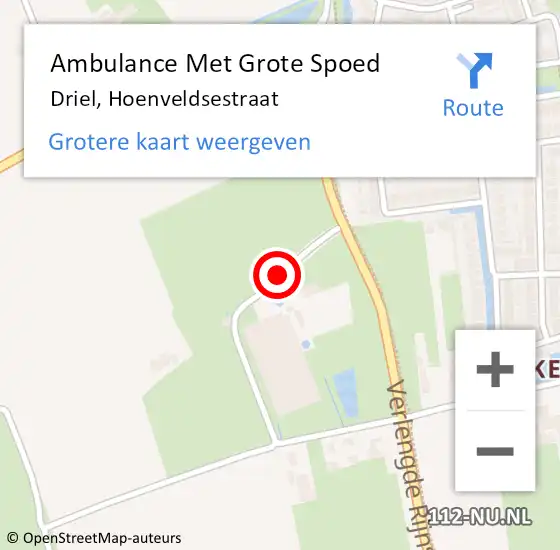 Locatie op kaart van de 112 melding: Ambulance Met Grote Spoed Naar Driel, Hoenveldsestraat op 20 augustus 2019 11:41