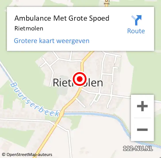 Locatie op kaart van de 112 melding: Ambulance Met Grote Spoed Naar Rietmolen op 20 augustus 2019 11:57