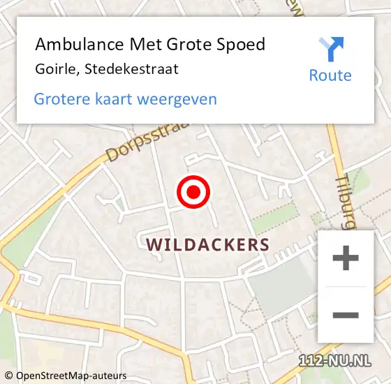 Locatie op kaart van de 112 melding: Ambulance Met Grote Spoed Naar Goirle, Stedekestraat op 20 augustus 2019 12:27