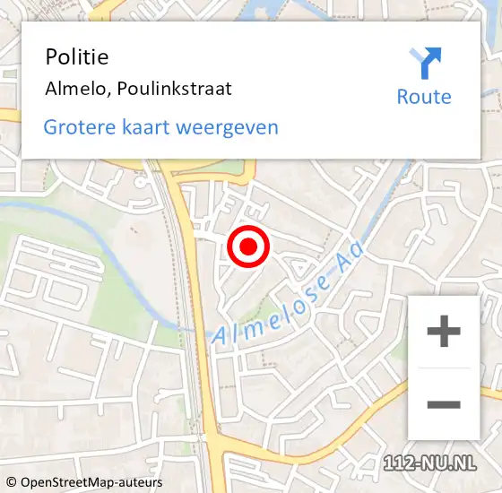 Locatie op kaart van de 112 melding: Politie Almelo, Poulinkstraat op 20 augustus 2019 12:38