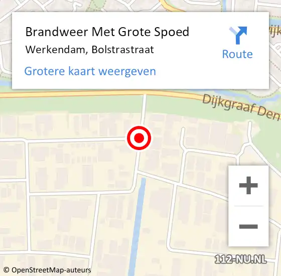 Locatie op kaart van de 112 melding: Brandweer Met Grote Spoed Naar Werkendam, Bolstrastraat op 20 augustus 2019 13:29