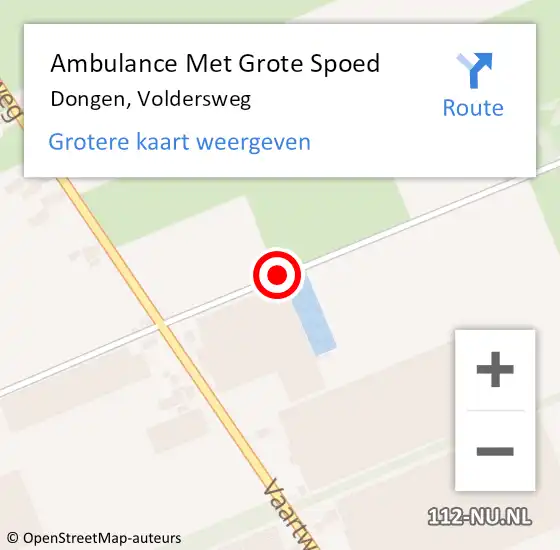 Locatie op kaart van de 112 melding: Ambulance Met Grote Spoed Naar Dongen, Voldersweg op 20 augustus 2019 13:42