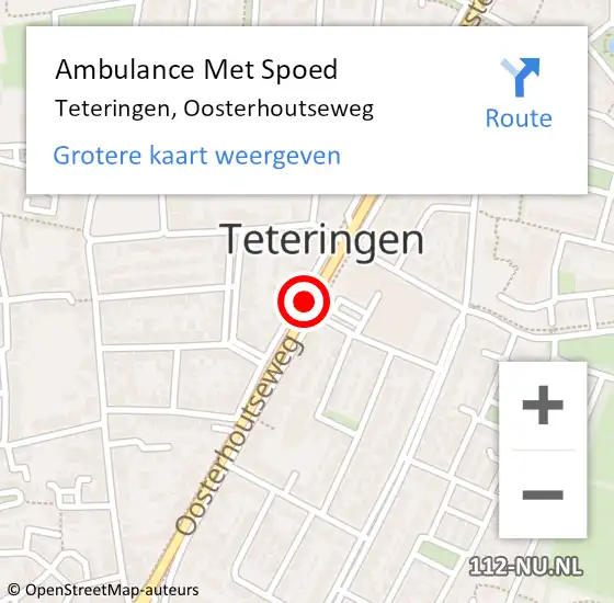 Locatie op kaart van de 112 melding: Ambulance Met Spoed Naar Teteringen, Oosterhoutseweg op 20 augustus 2019 14:27