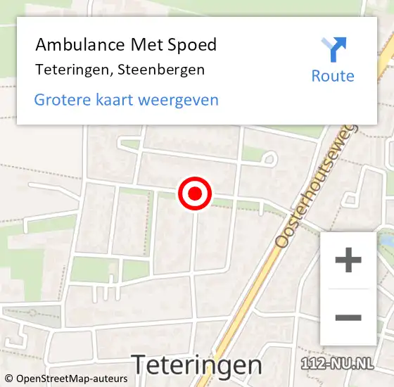 Locatie op kaart van de 112 melding: Ambulance Met Spoed Naar Teteringen, Steenbergen op 20 augustus 2019 14:46