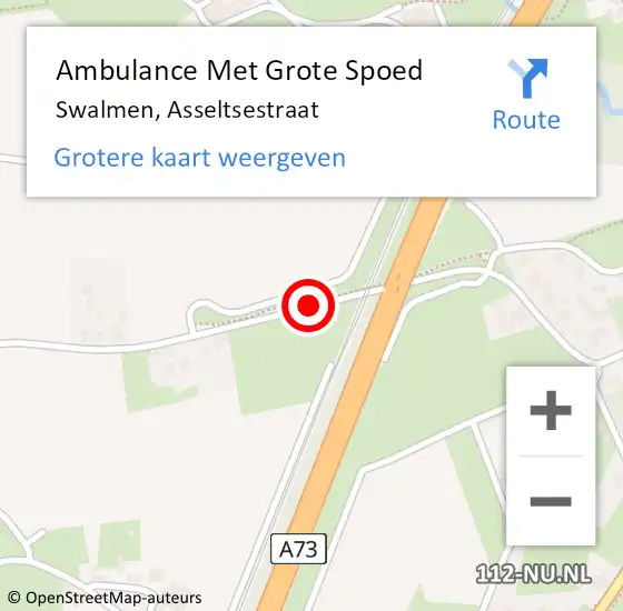 Locatie op kaart van de 112 melding: Ambulance Met Grote Spoed Naar Swalmen, Asseltsestraat op 20 augustus 2019 14:55