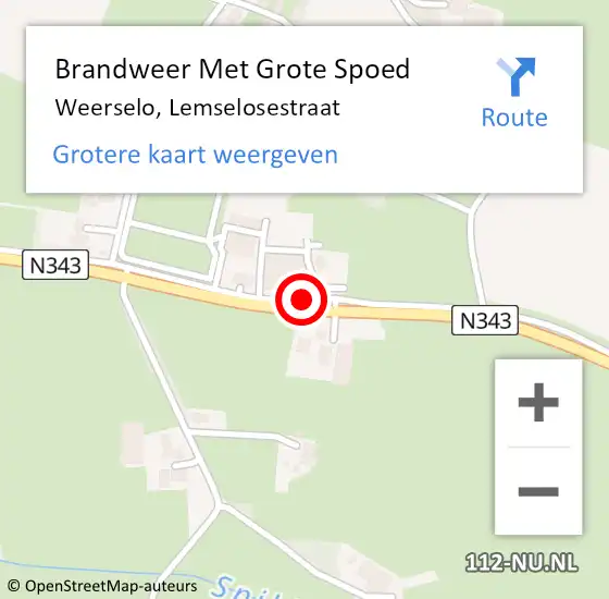 Locatie op kaart van de 112 melding: Brandweer Met Grote Spoed Naar Weerselo, Lemselosestraat op 20 augustus 2019 14:58