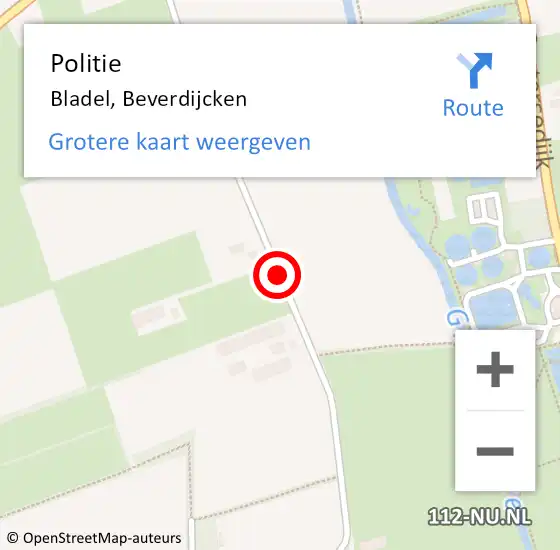 Locatie op kaart van de 112 melding: Politie Bladel, Beverdijcken op 20 augustus 2019 16:18