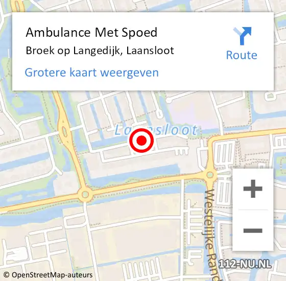 Locatie op kaart van de 112 melding: Ambulance Met Spoed Naar Broek op Langedijk, Laansloot op 20 augustus 2019 16:49