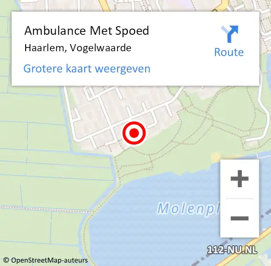 Locatie op kaart van de 112 melding: Ambulance Met Spoed Naar Haarlem, Vogelwaarde op 20 augustus 2019 17:46
