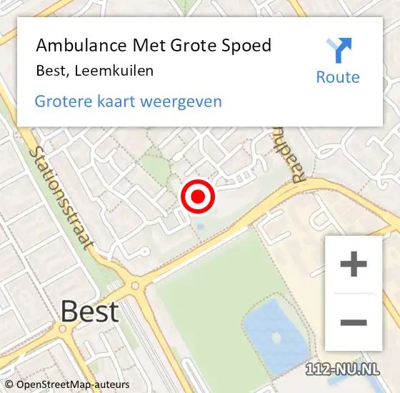 Locatie op kaart van de 112 melding: Ambulance Met Grote Spoed Naar Best, Leemkuilen op 20 augustus 2019 17:53