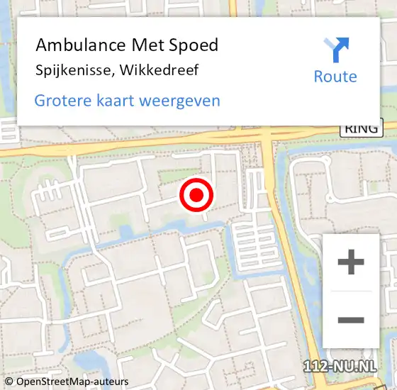 Locatie op kaart van de 112 melding: Ambulance Met Spoed Naar Spijkenisse, Wikkedreef op 20 augustus 2019 17:53