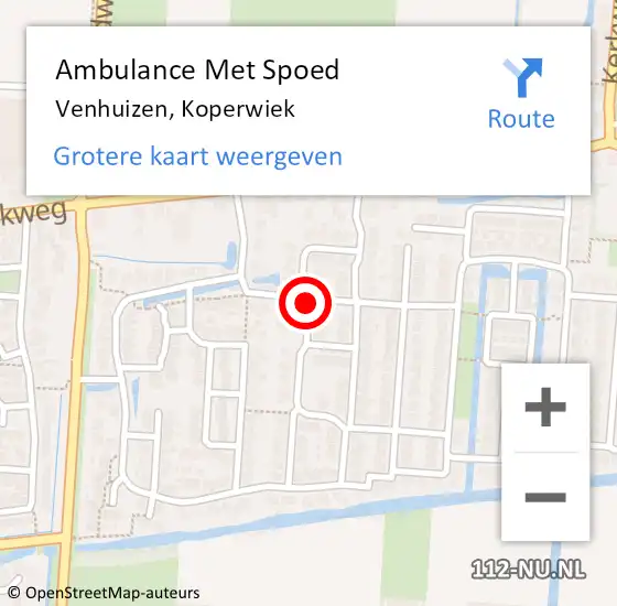 Locatie op kaart van de 112 melding: Ambulance Met Spoed Naar Venhuizen, Koperwiek op 20 augustus 2019 17:53