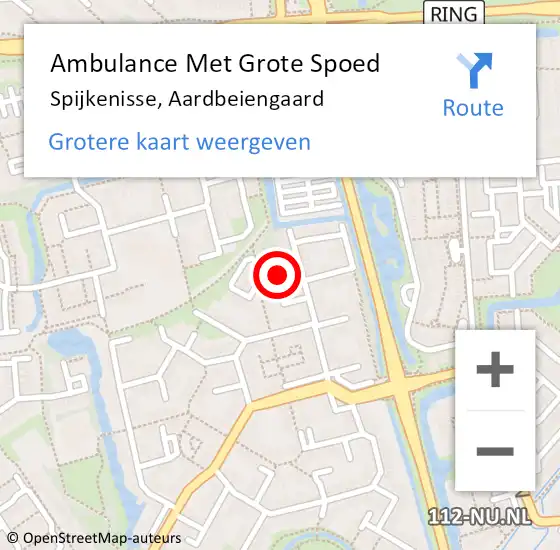Locatie op kaart van de 112 melding: Ambulance Met Grote Spoed Naar Spijkenisse, Aardbeiengaard op 20 augustus 2019 17:54
