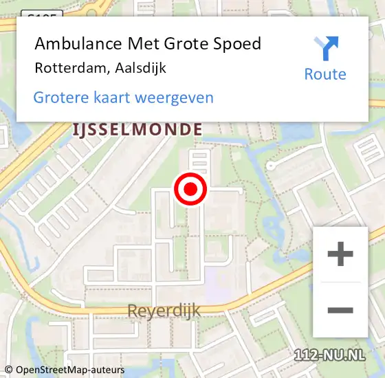 Locatie op kaart van de 112 melding: Ambulance Met Grote Spoed Naar Rotterdam, Aalsdijk op 20 augustus 2019 18:04