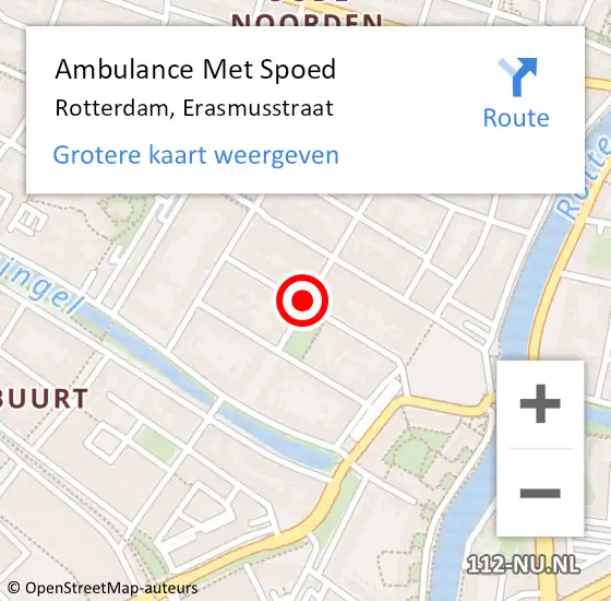 Locatie op kaart van de 112 melding: Ambulance Met Spoed Naar Rotterdam, Erasmusstraat op 20 augustus 2019 18:42