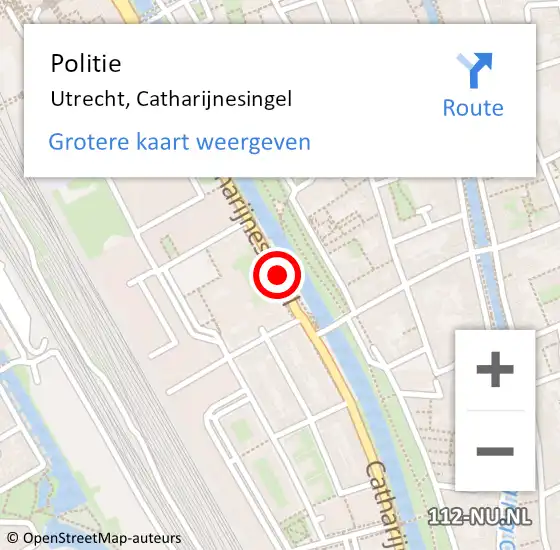 Locatie op kaart van de 112 melding: Politie Utrecht, Catharijnesingel op 20 augustus 2019 18:55