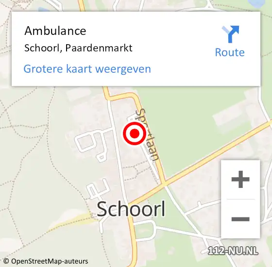 Locatie op kaart van de 112 melding: Ambulance Schoorl, Paardenmarkt op 20 augustus 2019 19:26