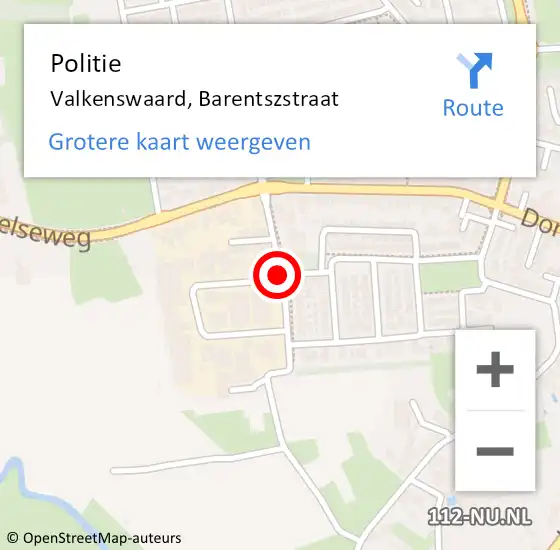 Locatie op kaart van de 112 melding: Politie Valkenswaard, Barentszstraat op 20 augustus 2019 19:42