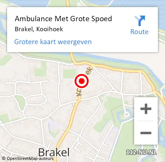 Locatie op kaart van de 112 melding: Ambulance Met Grote Spoed Naar Brakel, Kooihoek op 20 augustus 2019 22:42
