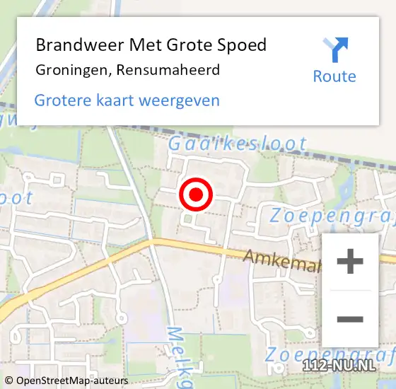 Locatie op kaart van de 112 melding: Brandweer Met Grote Spoed Naar Groningen, Rensumaheerd op 21 augustus 2019 04:11