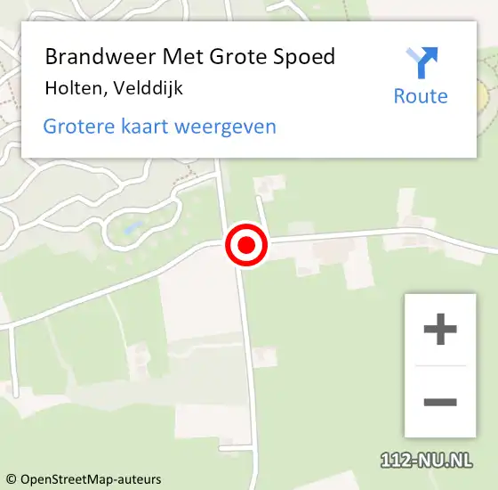 Locatie op kaart van de 112 melding: Brandweer Met Grote Spoed Naar Holten, Velddijk op 21 augustus 2019 07:06