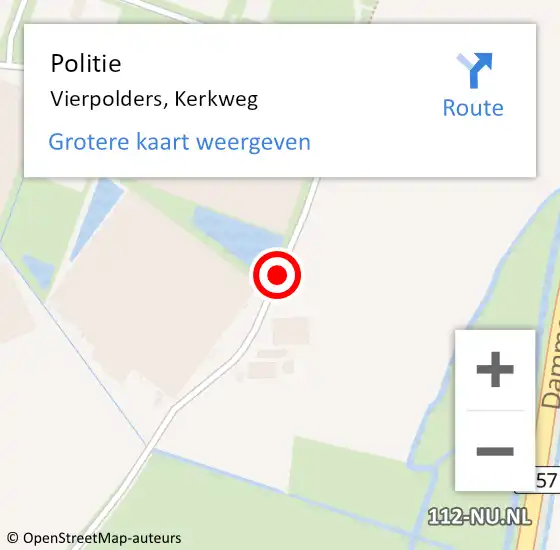 Locatie op kaart van de 112 melding: Politie Vierpolders, Kerkweg op 21 augustus 2019 08:23