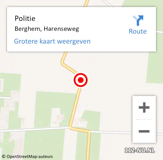 Locatie op kaart van de 112 melding: Politie Berghem, Harenseweg op 21 augustus 2019 08:30