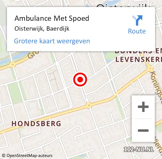 Locatie op kaart van de 112 melding: Ambulance Met Spoed Naar Oisterwijk, Baerdijk op 21 augustus 2019 08:57