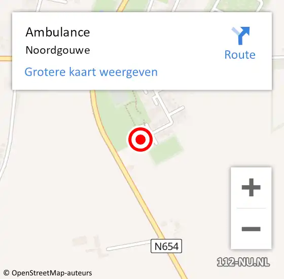 Locatie op kaart van de 112 melding: Ambulance Noordgouwe op 21 augustus 2019 09:54