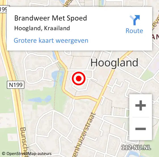 Locatie op kaart van de 112 melding: Brandweer Met Spoed Naar Hoogland, Kraailand op 21 augustus 2019 10:18