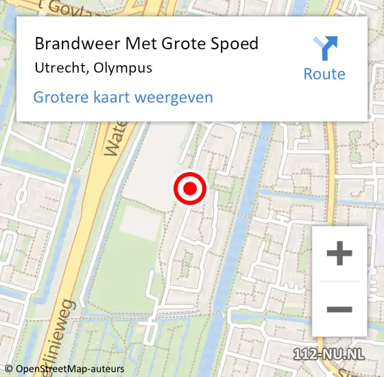 Locatie op kaart van de 112 melding: Brandweer Met Grote Spoed Naar Utrecht, Olympus op 21 augustus 2019 10:38