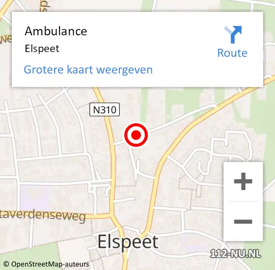 Locatie op kaart van de 112 melding: Ambulance Elspeet op 21 augustus 2019 10:52