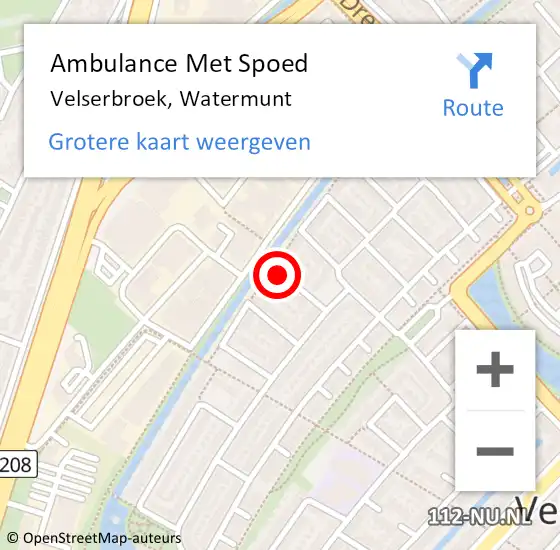 Locatie op kaart van de 112 melding: Ambulance Met Spoed Naar Velserbroek, Watermunt op 21 augustus 2019 11:06