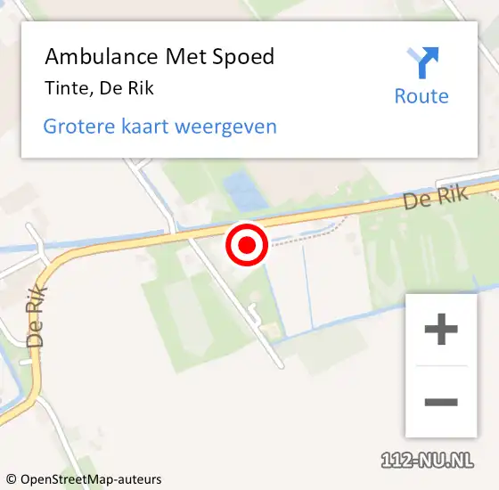 Locatie op kaart van de 112 melding: Ambulance Met Spoed Naar Tinte, De Rik op 21 augustus 2019 11:15