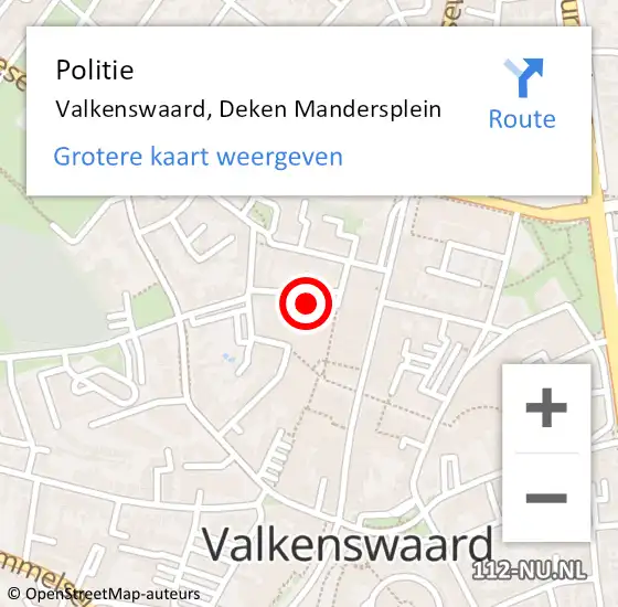 Locatie op kaart van de 112 melding: Politie Valkenswaard, Deken Mandersplein op 21 augustus 2019 12:02