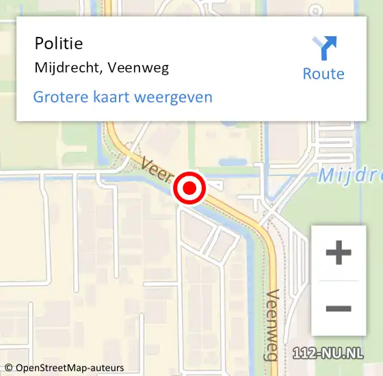 Locatie op kaart van de 112 melding: Politie Mijdrecht, Veenweg op 21 augustus 2019 12:16