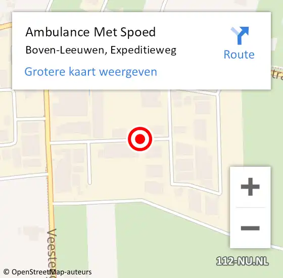 Locatie op kaart van de 112 melding: Ambulance Met Spoed Naar Boven-Leeuwen, Expeditieweg op 21 augustus 2019 12:21