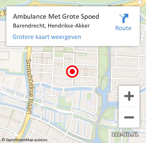 Locatie op kaart van de 112 melding: Ambulance Met Grote Spoed Naar Barendrecht, Hendrikse-Akker op 21 augustus 2019 12:43