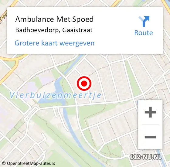 Locatie op kaart van de 112 melding: Ambulance Met Spoed Naar Badhoevedorp, Gaaistraat op 21 augustus 2019 12:50