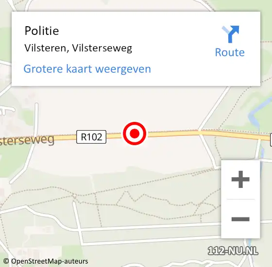 Locatie op kaart van de 112 melding: Politie Vilsteren, Vilsterseweg op 21 augustus 2019 12:59