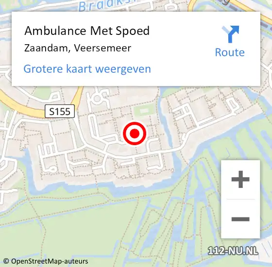 Locatie op kaart van de 112 melding: Ambulance Met Spoed Naar Zaandam, Veersemeer op 21 augustus 2019 13:14