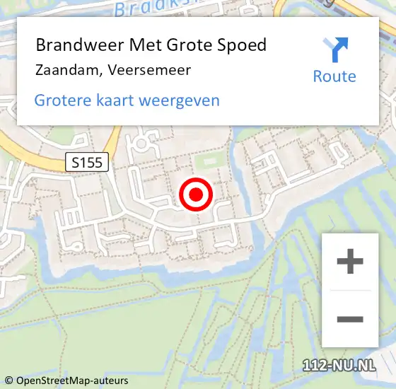 Locatie op kaart van de 112 melding: Brandweer Met Grote Spoed Naar Zaandam, Veersemeer op 21 augustus 2019 13:15