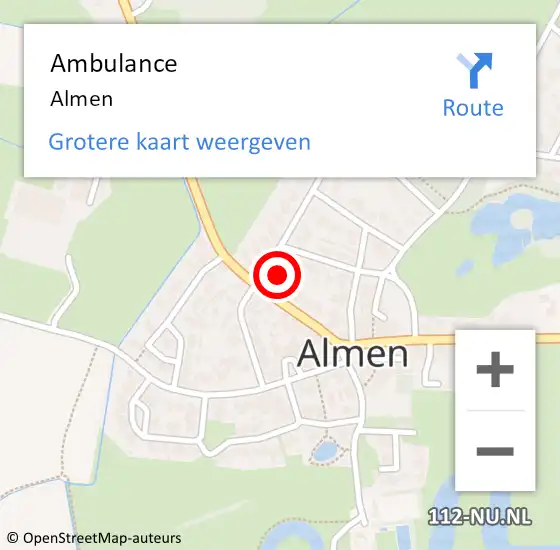 Locatie op kaart van de 112 melding: Ambulance Almen op 21 augustus 2019 13:18