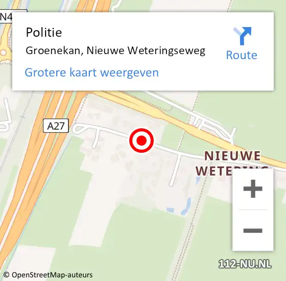 Locatie op kaart van de 112 melding: Politie Groenekan, Nieuwe Weteringseweg op 21 augustus 2019 13:34