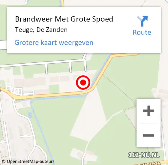 Locatie op kaart van de 112 melding: Brandweer Met Grote Spoed Naar Teuge, De Zanden op 11 april 2014 10:05